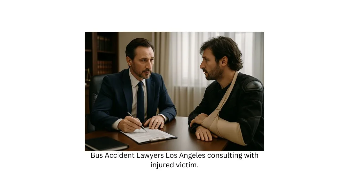 Bus Accident Lawyers Los Angeles consulting with injured victim.
